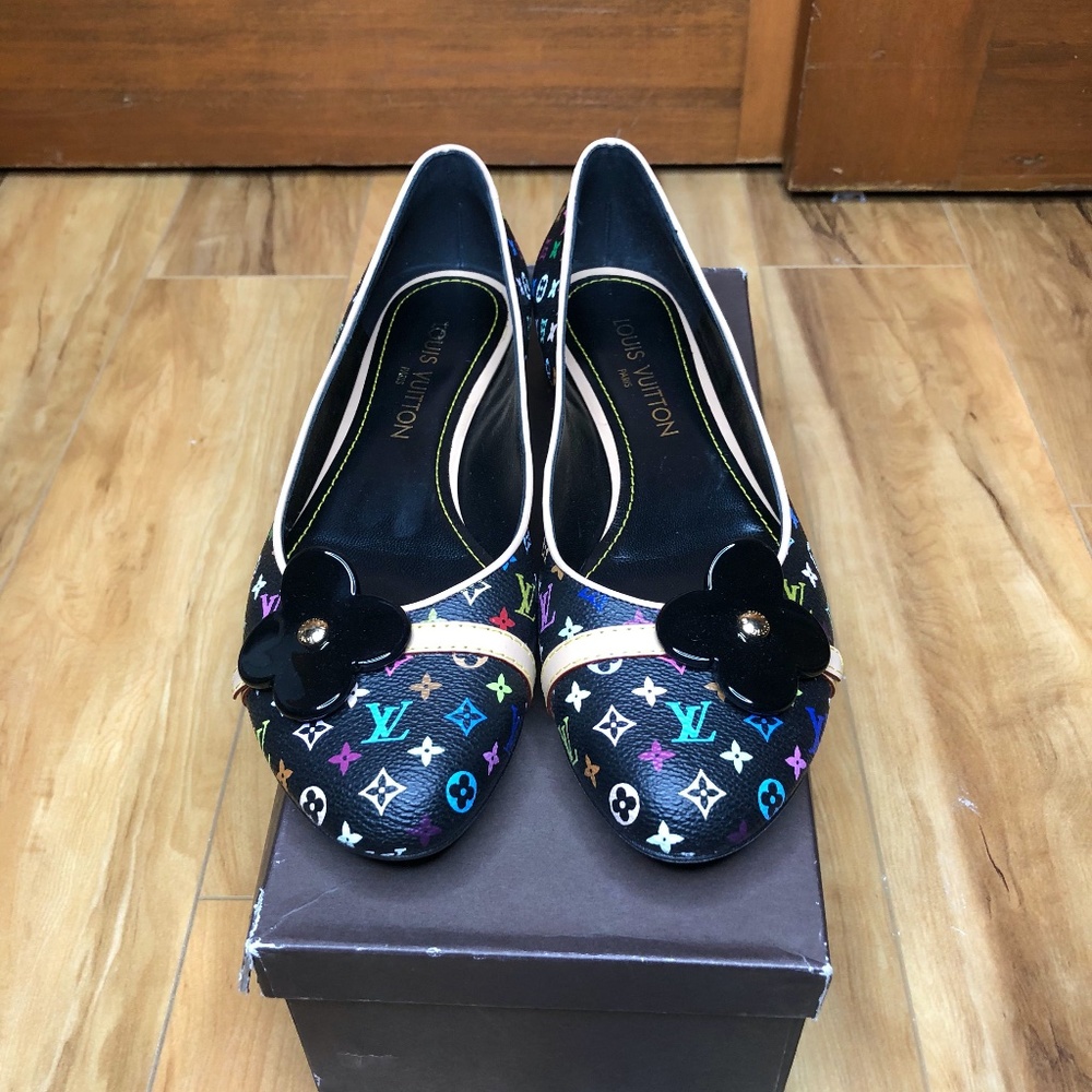 Louis Vuitton Mulitcolor Black Flat Ballerina